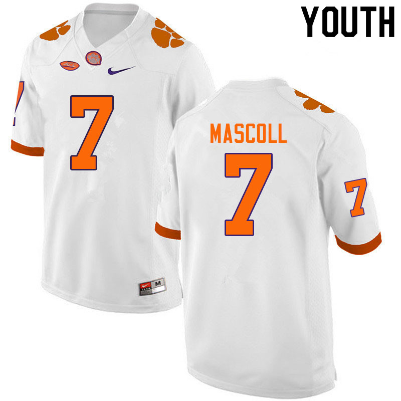 Youth #7 Justin Mascoll Clemson Tigers College Football Jerseys Sale-White